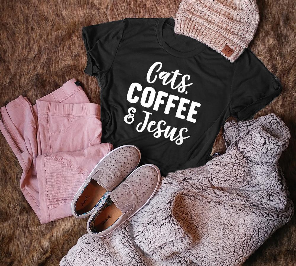 Cats & coffee &Jesus - Cats & Books &Tea Fur Mama T shirt Gift For Cats Lover Dog Mom Shirt - Cats Mom Sweater - Cats Mom Gift -Cats Lover