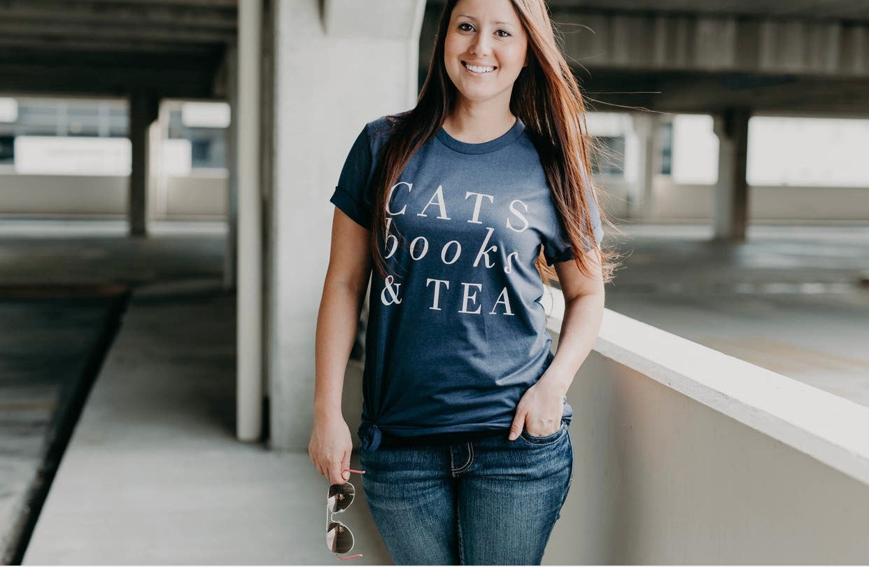Cats & coffee &Jesus - Cats & Books &Tea Fur Mama T shirt Gift For Cats Lover Dog Mom Shirt - Cats Mom Sweater - Cats Mom Gift -Cats Lover